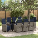 vidaXL Set de dining pentru grădină , 9 piese, gri, din rattan sintetic.