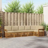 vidaXL Seturi de canapele 6 pcs Natural și Bej Lemn Solid de Acacia 3374878