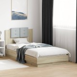 Cumpara ieftin Cadru de pat cu tăblie și lumini LED, stejar sonoma, 75x190 cm