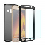 Husa Full Cover 360(fata + spate+ geam sticla) pentru Samsung A3 2017, Black, Mobile Tuning