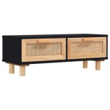 Masuta de cafea negru 80x40x30cm lemn prelucrat&amp;lemn masiv pin