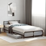 VidaXL Cadru de pat cu sertare gri sonoma 100x200 cm lemn prelucrat
