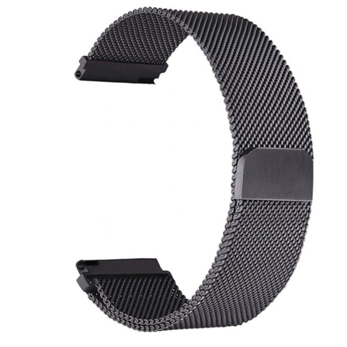 Curea tip Milanese Loop, compatibila Garmin Forerunner 165, telescoape Quick Release, Pure Black