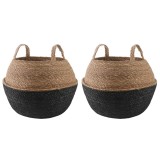 vidaXL Vază pentru plante cu m&acirc;nere 2 pcs Negru &Oslash; 45 x 36 cm 42012265