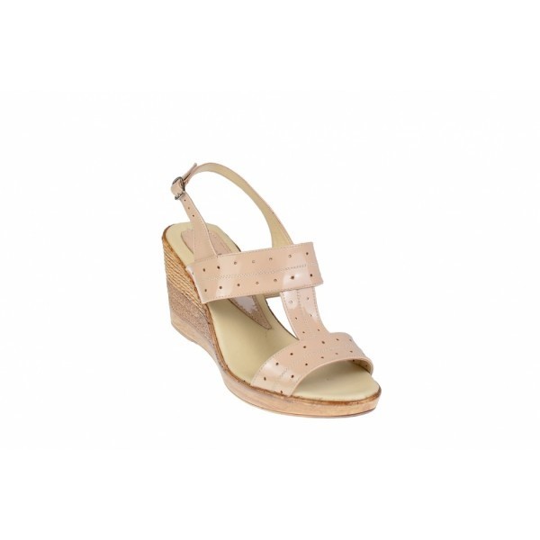 Oferta marimea 38 - Sandale dama , din piele naturala, cu platforma de 8 cm - LS300LACBEJ