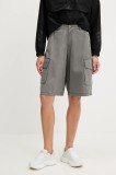 Adidas Originals pantaloni scurți jeans Cargo Jorts culoarea gri, uni, high waist, JD0139