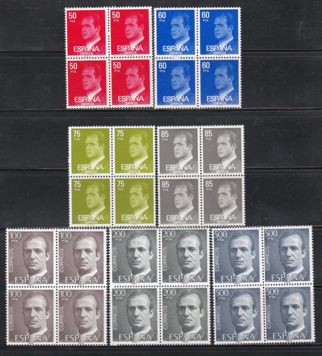 Spania 1981 - Regele Juan Carlos I - Noi valori, Bloc de 4, MNH