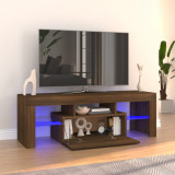 Comodă TV cu lumini LED, stejar maro, 120x35x40 cm, vidaXL
