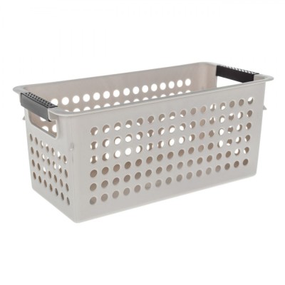 Coș Depozitare Plastic, Model Perforat, M&amp;acirc;nere, Culoare Taupe, Capacitate 4L foto