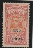 French Oceania (Oceania franceza) 1924 - Type tahitiene, supratipar 45c/10c, dantelata, MNH, Mi.81