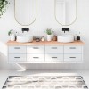 VidaXL Blat de baie, maro deschis, 200x60x(2-6) cm, lemn masiv tratat 3156176