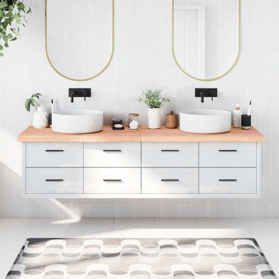 vidaXL Blat de baie, maro deschis, 200x60x(2-6) cm, lemn masiv tratat 3156176 foto