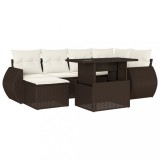Cumpara ieftin Set canapele de gradina cu perne, 7 piese, maro, poliratan