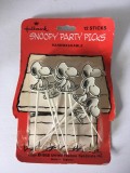 * Hallmark SNOOPY Party Picks vintage, plastic, betisoare aperitive, England