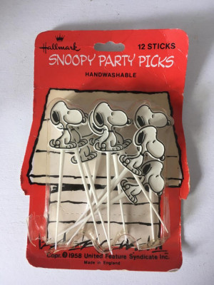 * Hallmark SNOOPY Party Picks vintage, plastic, betisoare aperitive, England foto