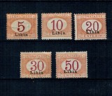 Libia Italiana 1915 - Porto, serie incompleta nestampilata, cu sarniere