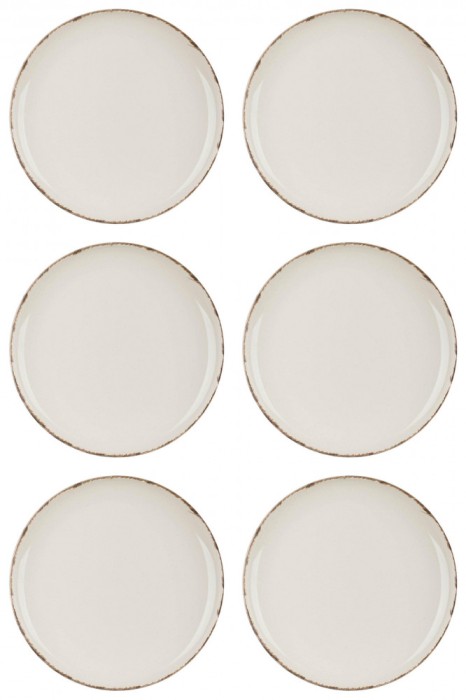 Set farfurii 6 piese, ceramice pentru fructe, Bej Nordic Style, diametru 19 cm