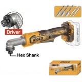 Filetanta unghiulara cu impact INGCO CAIRLI2081, 20V, Brushless, 80Nm, HEX 1/4&rdquo;, 90 grade, 3 trepte viteza, 2200 RPM, 3400 BPM, fara acumulator si inc