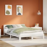 VidaXL Cadru de pat fără saltea, alb, 160x200 cm, lemn masiv pin