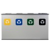 Cos de gunoi pentru colectare selectiva, sticla, hartie, plastic, deseuri mixte, 4x60 l, gri, PowerX