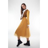Fusta midi galbena din tulle