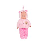 Papusa Bebelus cu imbracaminte Ursulet, 30 cm, Roz, ATU-086223, Plastic, Oem