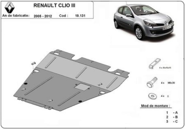 Scut motor metalic Renault Clio III 2005-2012