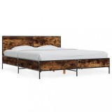 Cumpara ieftin Cadru de pat, stejar fumuriu 150x200 cm lemn prelucrat si metal
