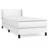 Cumpara ieftin Pat box spring cu saltea, alb, 90x190 cm, piele ecologica