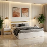 Pat Tapitat Adria Alb Cu Noptiere Tapitate ✅Model elegant