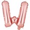 Balon folie metalizata litera w, flippy, 40 cm, umflati cu heliu sau aer, ambalaj individual, pai inclus, rose gold