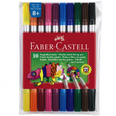 Set 10 Carioci Colorate Faber-Castell Cu 2 Capete De Scriere, Carioca Pentru Copii, Carioca De Colorat, Carioci Pentru Copii, Carioci Pentru Colorat,