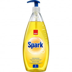 SANO Spark Detergent Lichid pentru Vase, 1 L, Lamaie, Detergent Vase cu Parfum Delicat de Lamaie, Sano Spark Lemon, Detergent Vase cu Pompita, Deterge