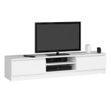 Comoda TV cu 2 usi si rafturi centrale, PAL laminat, 160x40x33 cm, alb mat Household NewTrend
