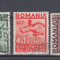 ROMANIA 1937 LP 121 A 8-a BALCANIADA DE ATLETISM SERIE STAMPILATA