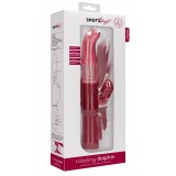 Vibrator Rotativ cu Bile Delfin Orgasmic Rosu, 2 Motoare, 8 Viteze, Punctul G, Silentios, Rezistent la Apa