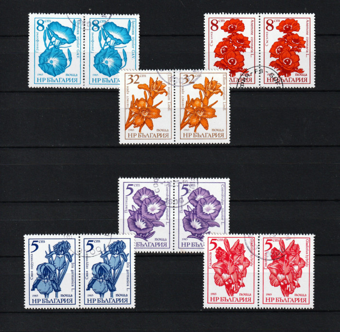 Timbre Bulgaria, 1985 | Flori de grădină, botanică | 2 serii complete &icirc;n perechi