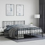 VidaXL Cadru pat fără saltea, cu tăblie picioare negru 160x200cm metal