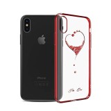 Husa iPhone X Kingxbar Cristale Swarovski Rosie - Protectie Eleganta, Subtire, Accesorii GSM