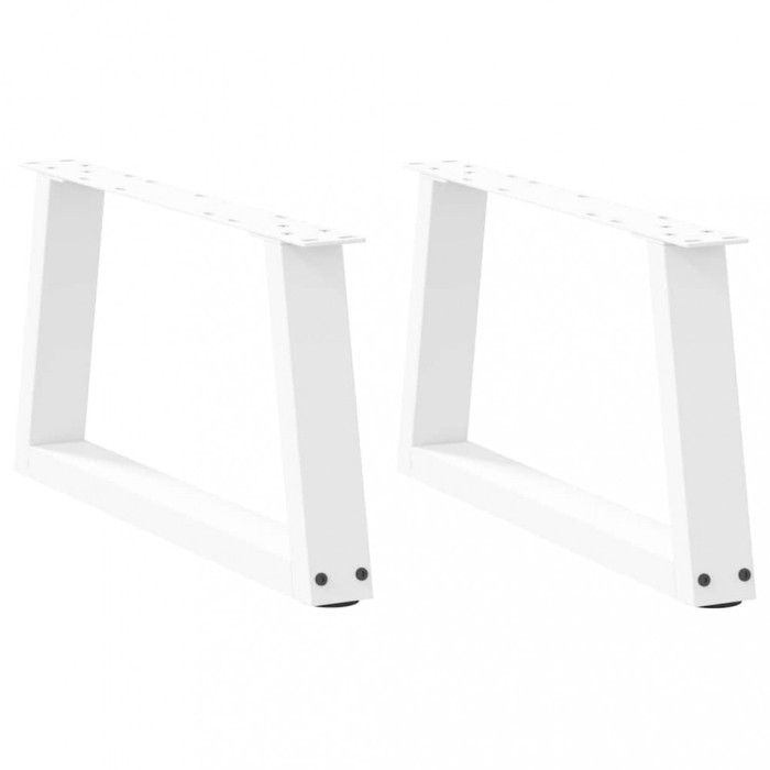vidaXL Picioare pentru măsuță de cafea &icirc;n formă de V, 2 buc., alb, 60x(30-31,3) cm, oțel