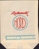 PG68 Pungă din h&acirc;rtie cu reclamă Restaurant &bdquo;Nord&rdquo; din București, perioada comunistă