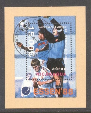 Nicaragua 1988 European football perf. sheet Mi.B178 used TA.097