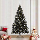 vidaXL Brad de Crăciun artificial semicerc Negru 240 cm PVC