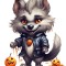 Sticker decorativ, Halloween, Gri, 73 cm, 1337STK-22