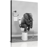 Poster de decor pentru peretele din baie sau acasă, QPLGTU, fototapet cu imprimeu de animale, vaci din &icirc;nălțimi &icirc;n alb-negru, poster amuzant cu animal