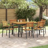 vidaXL Set de masă pentru grădină 7 pcs Negru Lemn Solid de Acacia 3284400