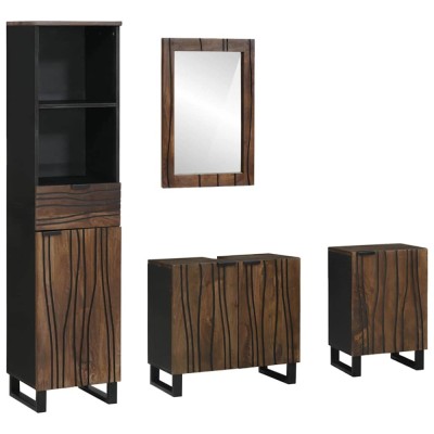 Set de mobilier pentru baie cu sertar 4 pcs Alb Lemn compozit foto