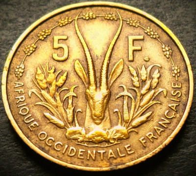 Moneda exotica 5 FRANCI - AFRICA OCCIDENTALA, anul 1956 * cod 4532 B foto