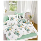 Lenjerie pat dublu,bumbac finet,6 piese,cearceaf normal 220x240cm, cearceaf pilota 200x220cm, 2 fete de perna 50x70, 2 fete de perna 70x70-A1080