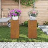 Suporturi plante pilon exterior 2 buc. 24x24x55 cm oțel corten